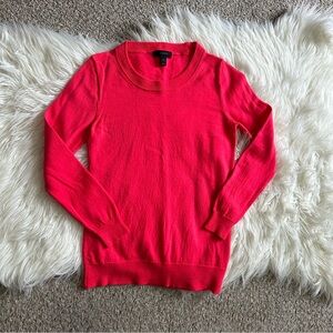 J. Crew Coral Red Crew Neck Wool Sweater Size XS